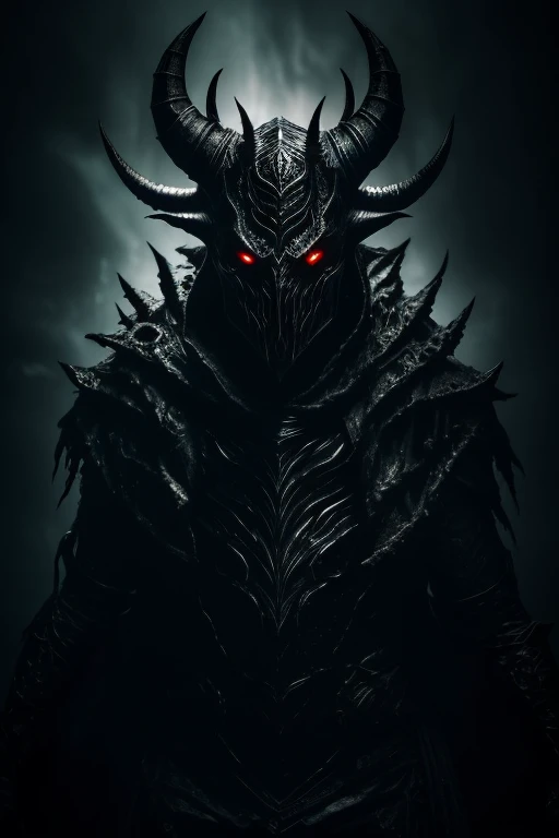 (best quality,4k,8k,highres,masterpiece:1.2),demonic creature in the darkness,detailed horns,glowing red eyes,ominous presence,sharp fangs,beautiful and eerie atmosphere,majestic silhouette,gloomy and mysterious aura,ominous shadows,dark and foreboding fig...