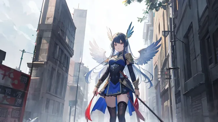 ((best quality)), ((masterpiece)), (detailed), Perfect face，Woman dressed in futuristic clothing，Standing in front of a big tree，Feather wings behind, Archangel Knight,Intimate Apparel，girl, Armor Girl, 穿着机甲网络装甲的girl, 十二生肖girl的骑士, Mechanized Warrior Girl, ...