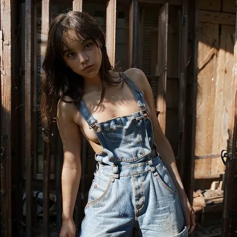 Mujere con un naked overall, desnud acorn un overall puesto