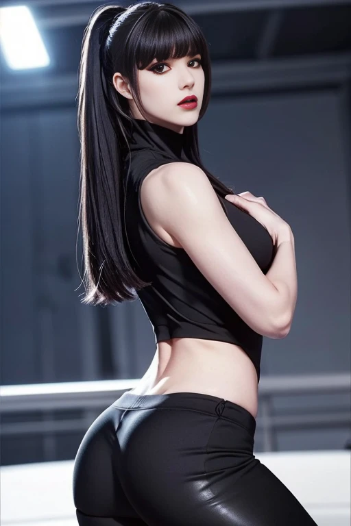 hyper realistic, 16k, best quality, masterpiece, (photorealistic:1.4), 1girl (alone), solo. Pretty young. Gothic aesthetic, goth makeup, black silky hair (realistic texture), without hair fringe,  realistic eyes, pele-white skin, illuminated skin, realisti...