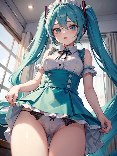 hatsune miku,maid,lift underwear