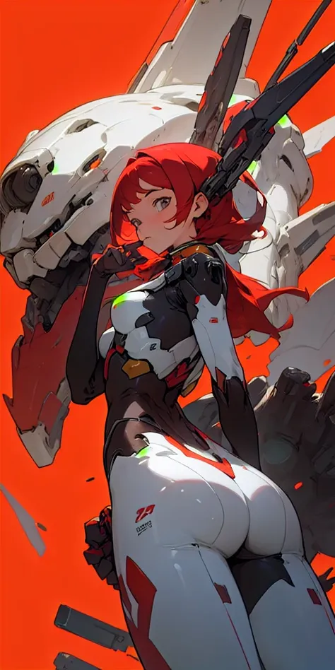 1girl,pureerosface_v1,black mecha suit, minimalism, bright red background, simple background,  Fisheyes, masterpieces, top quality, best quality, official art, beautiful and aesthetic, animation,  raise the butt, 