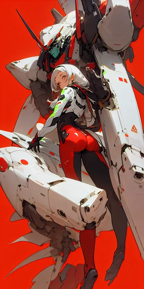 1girl,pureerosface_v1,black mecha suit, minimalism, bright red background, simple background,  Fisheyes, masterpieces, top quality, best quality, official art, beautiful and aesthetic, animation,  raise the butt, 