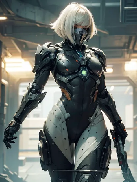 wearing a mechanical suit, Mechanical wonder, Cyberpunk, Cybernetic Guardian, futuristic armor, full body, front pose, symmetry, intricate (steel metal [rust]), joints, warframe style, cyborg, male body and armor, Chainsaw Man  