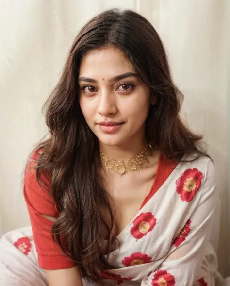 south asian facial features. girl. Should look very beautiful. pretty. Highly detailed and hyper realistic. The skin texture should be highly detailed and extremely accurate. thick black hair and brown eyes. Face must be accurate. Highly detailed face and ...