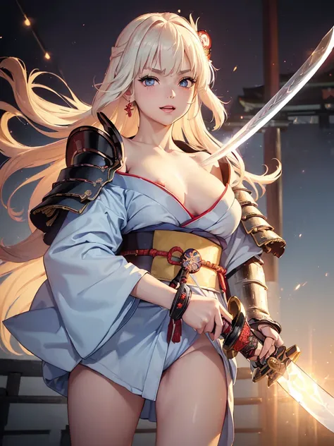 Very detailed CG Unity 8K wallpaper, Cute One lady, Mature Hair、lady ,beautiful lady, pale skin (Super masterpiece, Beautiful person, well detailed face polluted smile, Photorealistic, hyper realisitic), 
(Japan Samurai full Armor:1.5)、(samurai:1.5)、(Japan...