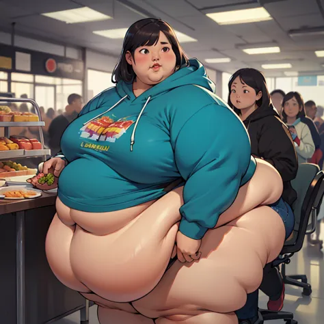 (masterpiece, detailed, realistic, best quality, highres,:1.2), young asian woman, ussbbw, (morbidly obese:1.3), (fatblob:1.3), ...