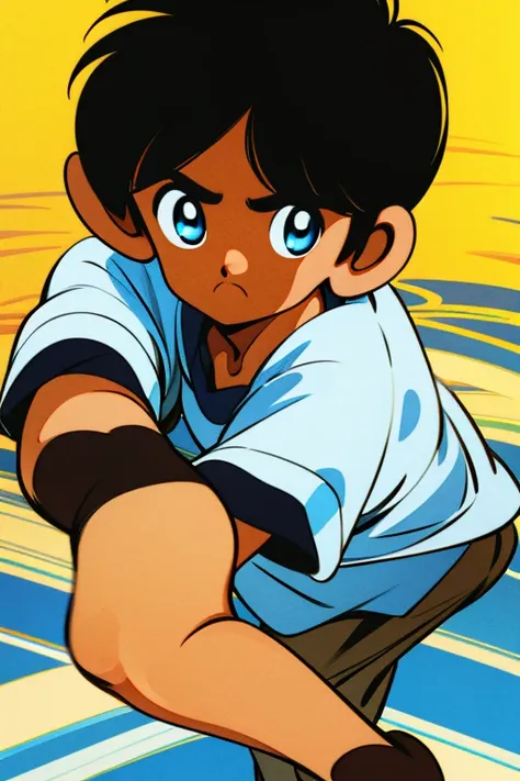 cute 12-years-old indian kid boy, dark brown skin, (((blue eyes))), white social shirt