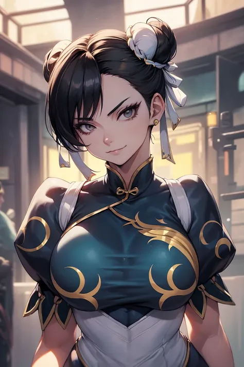 raios de luz,chun li,belo corpo,mulher jovem,short black hair , badass , colan,may,coxas torneadas,evil smile,juri han,chifres d...