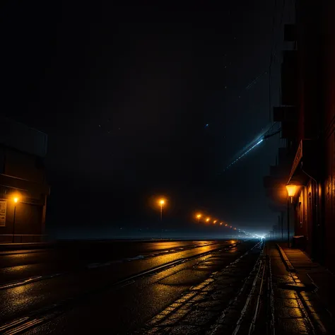 Picture a captivating book cover featuring a mysterious night traveler. The setting is an asphalt road, stretching out into the darkness, dotted with the yellow glow of streetlights. The traveler, clad in a long, thick coat, is seen with a backpack slung o...