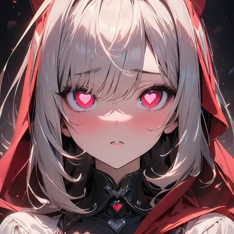 (best quality:1.2, top quality, highest resolution:1.2, masterpiece:1.3, high quality, high res, 4k, 8k, amazing 16k resolutions) Close up face, girl, heart eyes pupils, very flushtered face, very red face