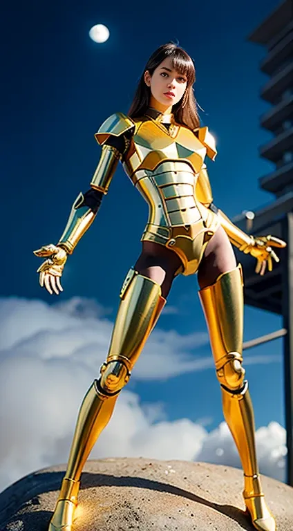 masterpiece, highest quality, Super detailed, Complex, Very detailed, High resolution, Realistically, 8k, 1 person,Full Body Shot，humanoid, Long Legs Mechanical Legs，Dynamic Pose, Extremely delicate mech, Long Hair，Full body、Lesbian, High tech background，S...