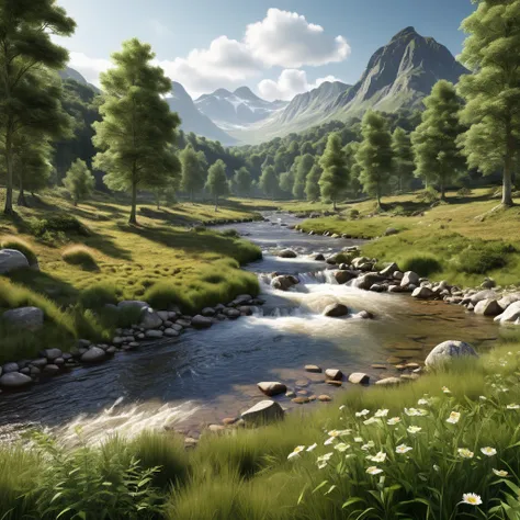 a fairly busy photorealistic natural landscape