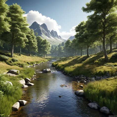 a fairly busy photorealistic natural landscape