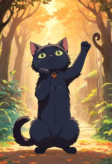 Cute black Cat with paws up