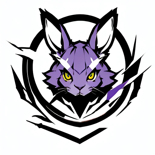 (( Icon concept art )), feral Purple Rabbit  yellow eyes Graffiti wall