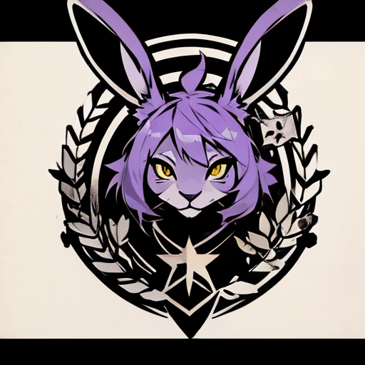 (( Icon concept art )), feral Purple Rabbit  yellow eyes Graffiti wall