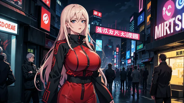 jujutsu kaisen choso super large breasts breast enlargement illustration of a person standing in Shibuya, ultra-detailed, HDR, vibrant colors, soft lighting