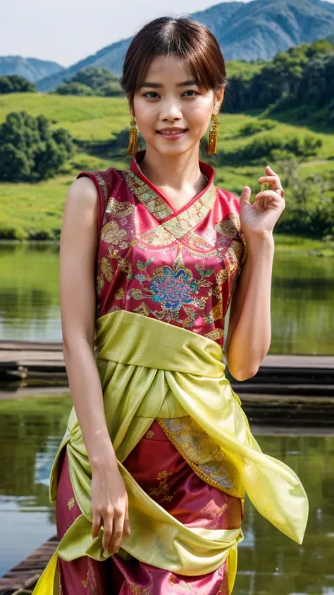 (best quality,highres,ultra-detailed),(realistic,vivid colors:1.37),HDR,UHD,studio lighting,ultra-fine painting,sharp focus,physically-based rendering,extreme detail description,professional,bokeh,portraits

A girl in a colorful Chinese Hanfu, adorned with...