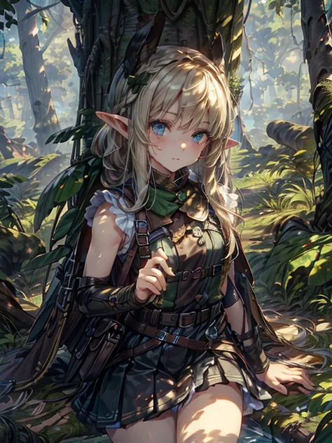 masterpiece, highest quality, very detailed, 16k, ultra-high resolution、1 14 year old elf girl, detailed face、perfect fingers, e...