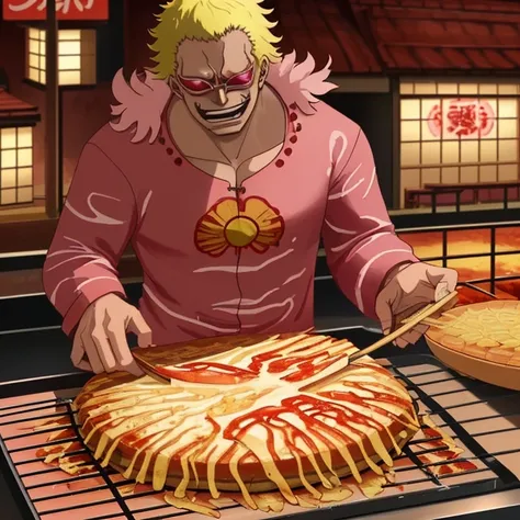 Doflamingo grilling okonomiyaki