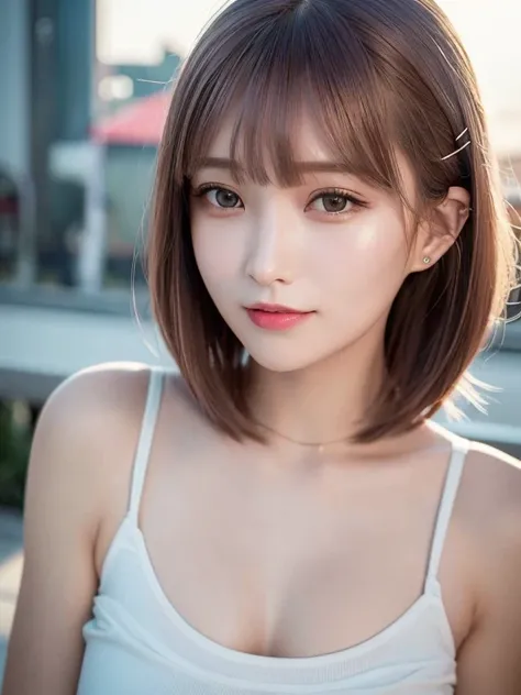 highest quality, 超a high resolution, (realistic:1.4), one girl, high nose bridge, short hair, (outside bounce), drooping bangs, ...