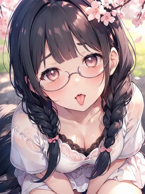 Very detailed, highest quality, High resolution, Moe Anime, ((A cute elementary school girl with black hair and droopy eyes)), ((Wearing large round glasses:1.4)), (Baby Face), Cute eyes, Detailed eye depiction, Sparkle in the eyes, View your viewers, Pale...