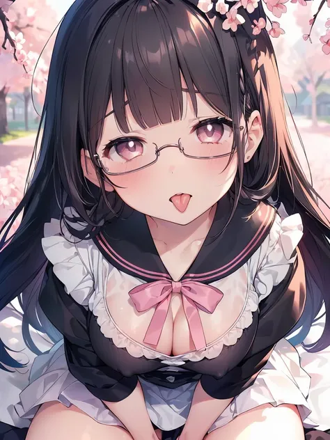 Very detailed, highest quality, High resolution, Moe Anime, ((A cute elementary school girl with black hair and droopy eyes)), ((Wearing large round glasses:1.4)), (Baby Face), Cute eyes, Detailed eye depiction, Sparkle in the eyes, View your viewers, Pale...