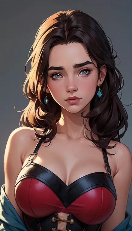 gta character style illustration and completely naked breasts showing a little fear breast size cartoon name: isabella cruz whit...