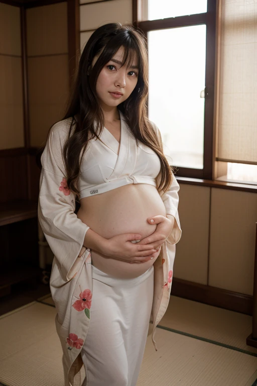 9 years old japanese cute girl pregnant wearing kimono