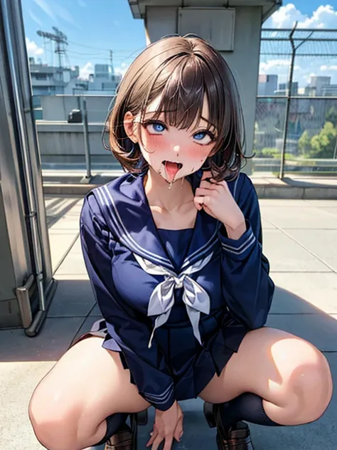 (((Perfect Anatomy, Anatomically correct, Very detailedな肌))), 1 girl, Japanese, high school girl, Shiny skin, 
Beautiful Hair, Beautiful Face, Beautiful fine details, (short hair:1.1, Bobcut:1.2), Dark blonde hair:1, blue eyes, Baby Face, Mole under the ey...