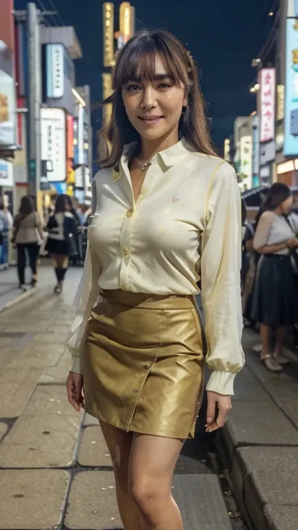 ((Top Quality)), ((8K)), ((Masterpiece: 1.3)), (Perfect Appearance), (Photorealism: 1.6), (Japanese Woman Walking in the Alley at the End of the Market), (Shinjuku Golden at Night City: 1.4), (Bar area: 1.2), (Precise background), Japanese mature woman, (6...