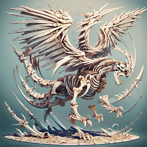 Skeleton Wyvern　　Flying with wings made of bones