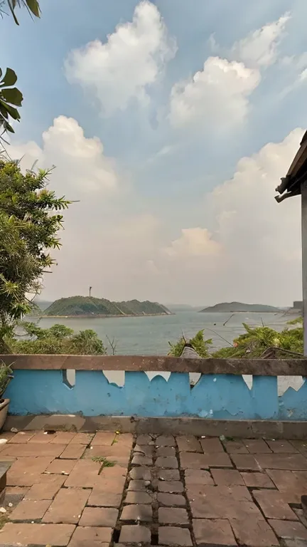 gambar indah pemandangan laut di sekitar Blok Ambalat, dengan langit biru yang cerah dan matahari terbenam di cakrawala.Di bagian bawah gambar, terdapat beberapa kutipan yang menggambarkan rasa cinta dan kebanggaan terhadap Indonesia