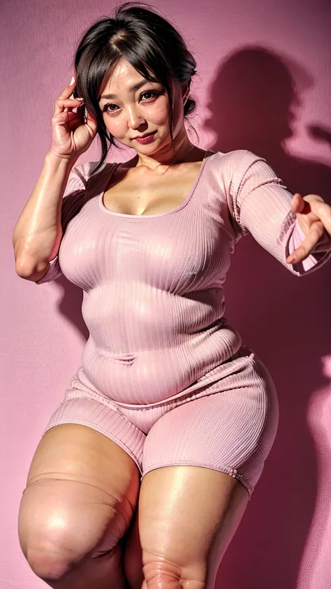 Japanese, mature, (alone), 60 years old, (Wrinkles around the eyes:1.2), Soft big breasts, Mature Woman, Glamour, Sexy, Watching the audience, Extra large breasts、Wearing a tight-fitting knit、Tight-fitting knit dresuchimuchi、Spread your legs、Panties expose...