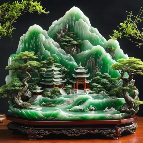 best quality, very good, 16K, ridiculous, Extremely detailed, Gorgeous mountain，Monk，Made of translucent jadeite, Background grassland（（A masterpiece full of fantasy elements）））， （（best quality））， （（Intricate details））（8k）