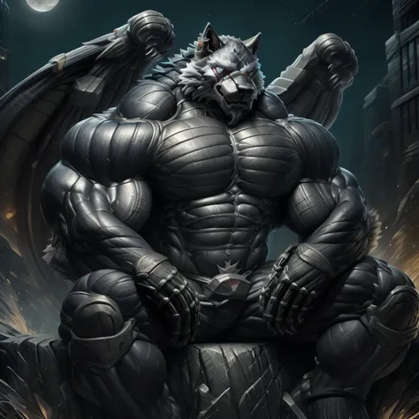 (masterpiece, best quality, detailed:1.2) detailed full body, 8k, freddy, wolf muscular werewolf, muscular! commission for high ...