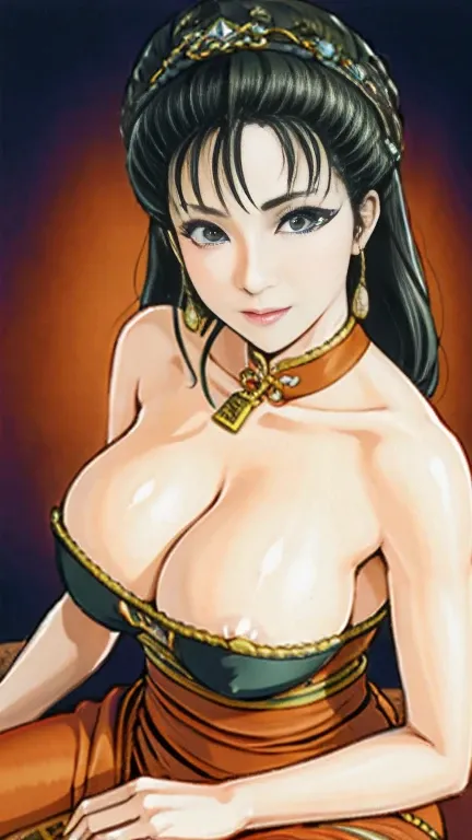 (best quality), (very aesthetic), (ultra-detailed), (best illustration),NSFW,a mature female,Perfect Face,Suikoden,Mrs. Lin,(full_body),big breast,red cheek,Sweating,skinny, chinese traditional clothes,chinese traditional style bed,