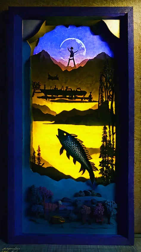 (paper cutting:1.3), night light, (style of william zorach:1.3)
(masterpiece, best quality:1.5), 
fishing waders, orgrimmar, f...