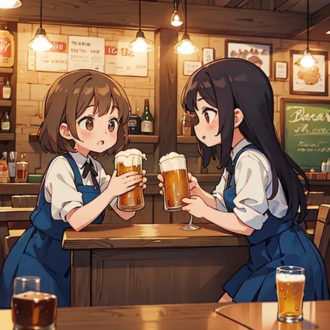 Girls serving beer in a pub