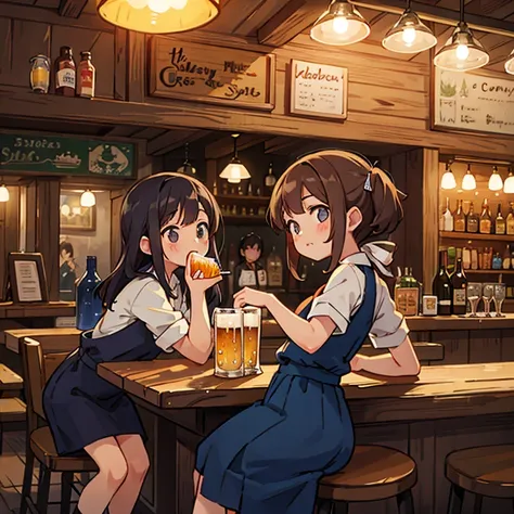 Girls serving beer in a pub