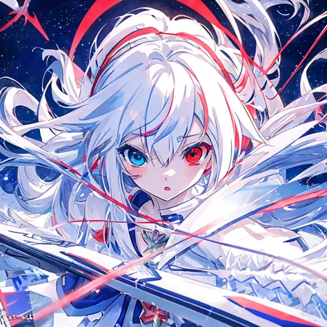 anime girl with long white hair holding a ice sword, ice magic circle, best anime 4k konachan wallpaper, white haired deity, zer...