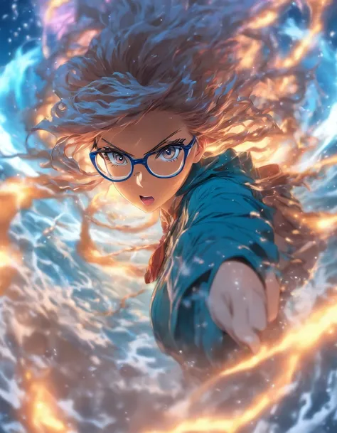 Water Tornado Summon　woman　Glasses