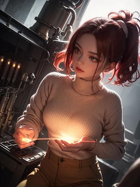 Mysterious atmosphere, atmosphere, Ethereal quality,Practical,Beautiful and beautiful,
Solitary,groin,Pink Turtleneck Sweater, Brown pants,(National Foundation:0.85),
,
power plant,
(Glowing atmosphere, Fascinating light, Luminous lighting, Ethereal atmosp...