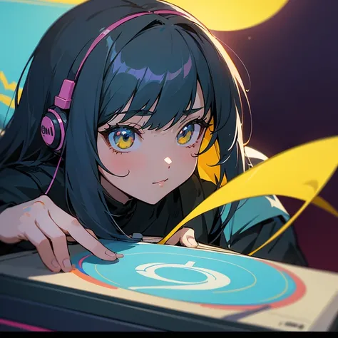 ,Beautiful big ,highest quality,detailed,two anime girls in headphones are playing music on a turntable, anime vibes, anime style 4 k, ig studios anime style, nightcore, 8 0 s anime vibe, anime girls, anime style. 8k, lofi artstyle, dj sura, anime moe arts...