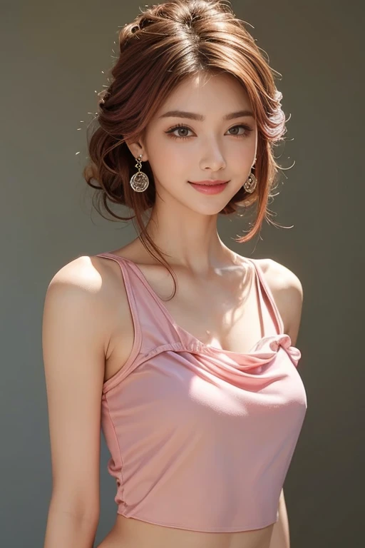 highest quality, Very detailed, masterpiece, 1 person,woman,(((完璧なwomanの体))),Very beautiful face, Very beautiful body,Gentle expression, Very beautiful eyes,(Perfect Makeup:1.1),Fashion Model,Curly Chignon,Shaggy Hair,Red, pink and blue hair:1.3, Very thin...