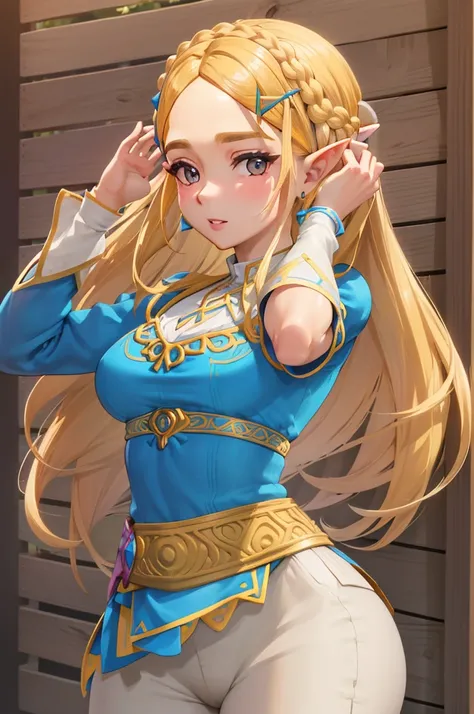 Un primer plano de ((la mejor calidad)), ((obra maestra)), (detallado), cara perfecta, sexy, Atractivo, ((4k)), tetas grandes, Princesa Zelda