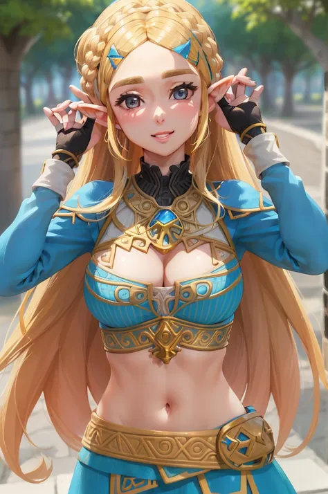 Un primer plano de ((la mejor calidad)), ((obra maestra)), (detallado), cara perfecta, sexy, Atractivo, ((4k)), tetas grandes, Princesa Zelda