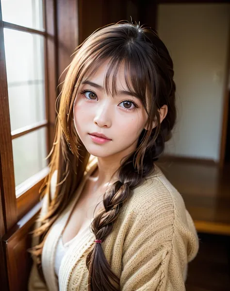 highest quality, Face Focus, Soft Light, Ultra-high resolution, (Realistic:1.4), RAW Photos,
1 Japanese girl, alone, cute, (pupil, light in your eyes),  Beautiful face in every detail, (),(High resolution detail of human skin texture),
(Long Hair)、cheek、Br...