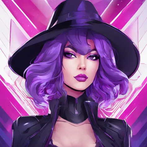 a close up of a woman with purple hair wearing a hat, purple flowing hair, purple, purple, purple hue, flowing purple hair, purple hair portrait of woman, purple hair, purples, purple hair, purple long hair, purples, purple long hair, deep purple hair, lon...